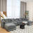 Plaisir Chenille Upholstered Sectional Sofa with Cup Holders & Pillows