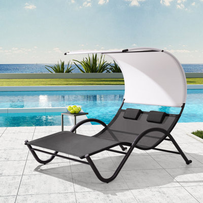 76.77 " W Curved Metal Patio Daybed