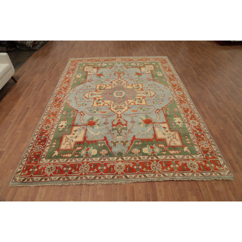 Tapis géométrique fait à la main Oushak 9 x 12
