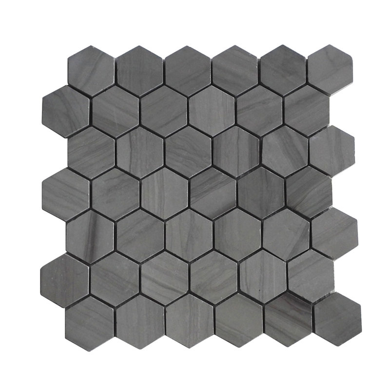 12" x 12" Marble Honeycomb Mosaic Wall & Floor Tile, Warm Gray/Dark Gray