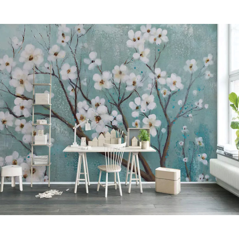 Murale fleur de cerisier, l 106 po x L 187 po