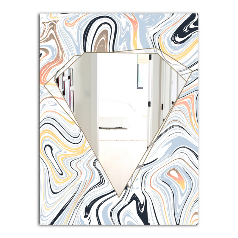 Miroir décoratif Marbré, H 24 po x l 32 po, White/Blue/Gray