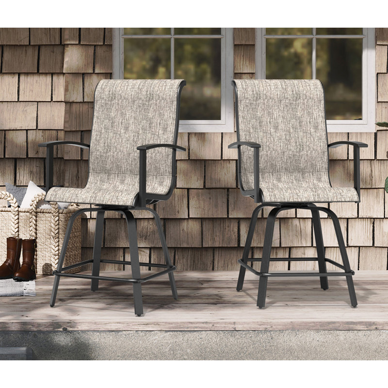 PVC-Coated Polyester 24 Swiveling Patio Bar Stool, Coffee