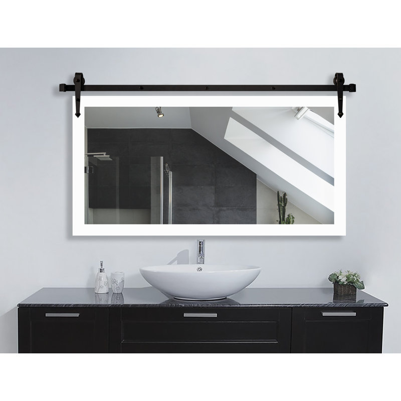 Singapore Engineered Wood Flat Mirror, 30" H x 47" W, Satin White