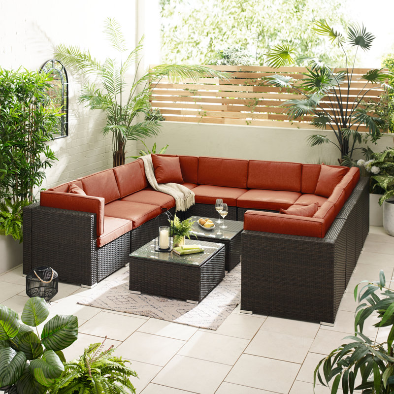 Miacomet Modular PE Rattan Garden Sofa Set and Table for Modern Gardens and Patios (Cover Included), 10