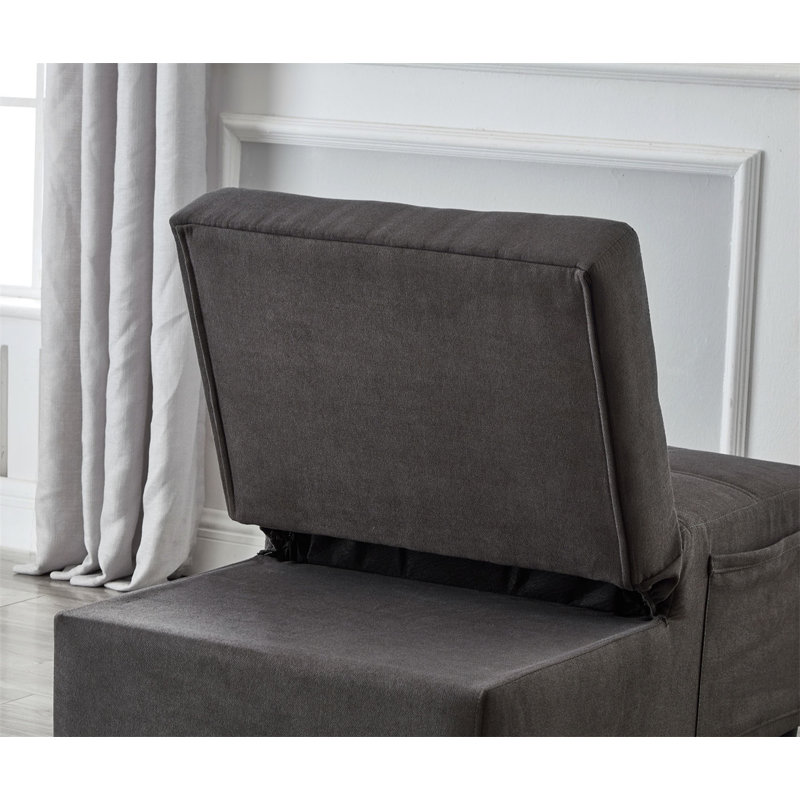 Salon avec lit inclinable en tissu de lin gris, Gris