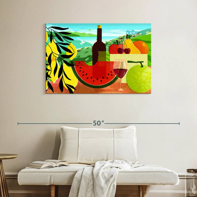 Yarlin, fruits et vin, H 26 po x l 39 po