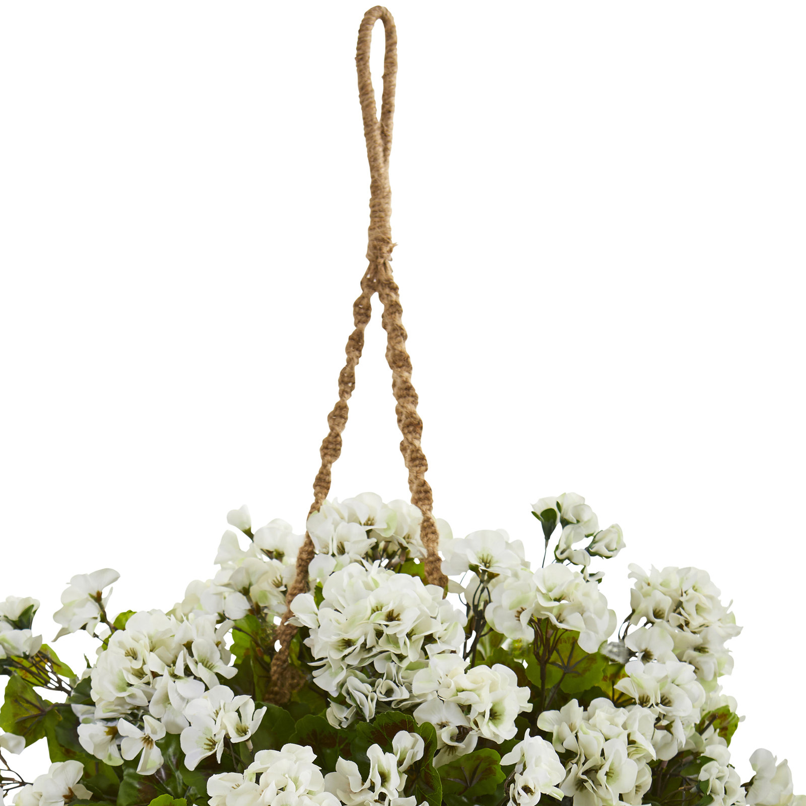 UV Resistant Geranium Hanging Basket, White