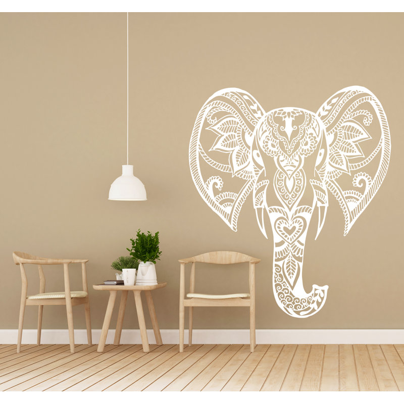 Adhésif décoratif éléphant, H 46 po x l 53 po, Blanc