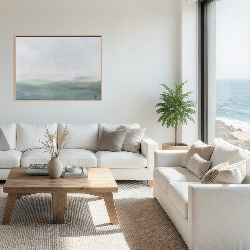 Coastal Retreat Cerulean Serenity par Gypsea Village, Framed Canvas, Beige, 36" H x 48" W x 2.375" D