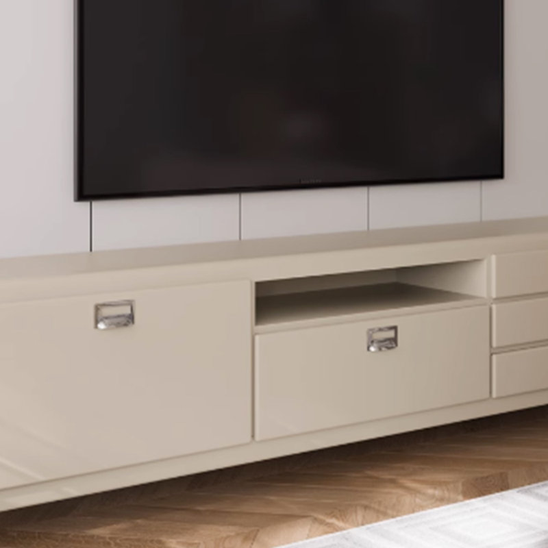 Meuble télé moderne en bois massif de style crème, 78.74"