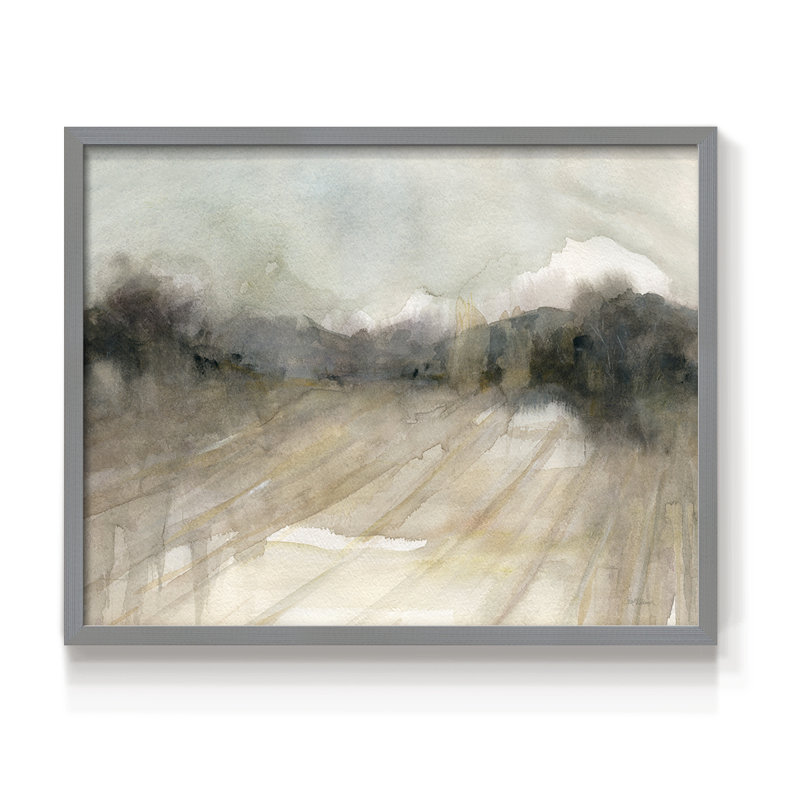 Abstract Fields -Framed Print - Restickable, 22" H x 28" W, Gray