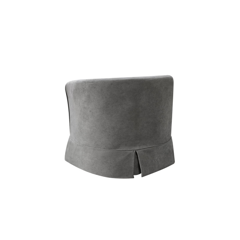Chaise pivotante en tissu gris avec base à jupe et siège en mousse de style 28 po, coussin complet de 27,6 po de largeur