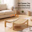 Curved Wooden Cat Scratcher Bed with Sisal Surface & Spring Teaser Toy – Elevated Indoor Cat Hammock Lounge for Cats, 63 x 33cm