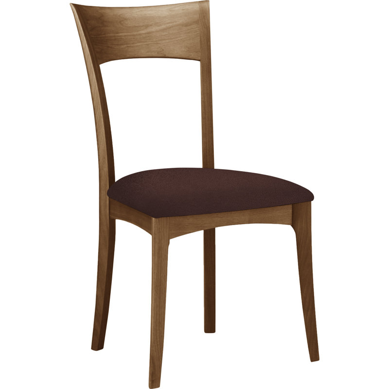 Ingrid Upholstered Dining Chair, Coffee Leather, Natural Walnut