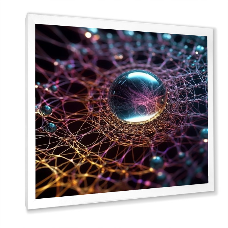 Liquid Crystal Fusion Matrix - Fractals Wall Art Prints, White Single Picture Framed, 16" H x 16" W x 1" D