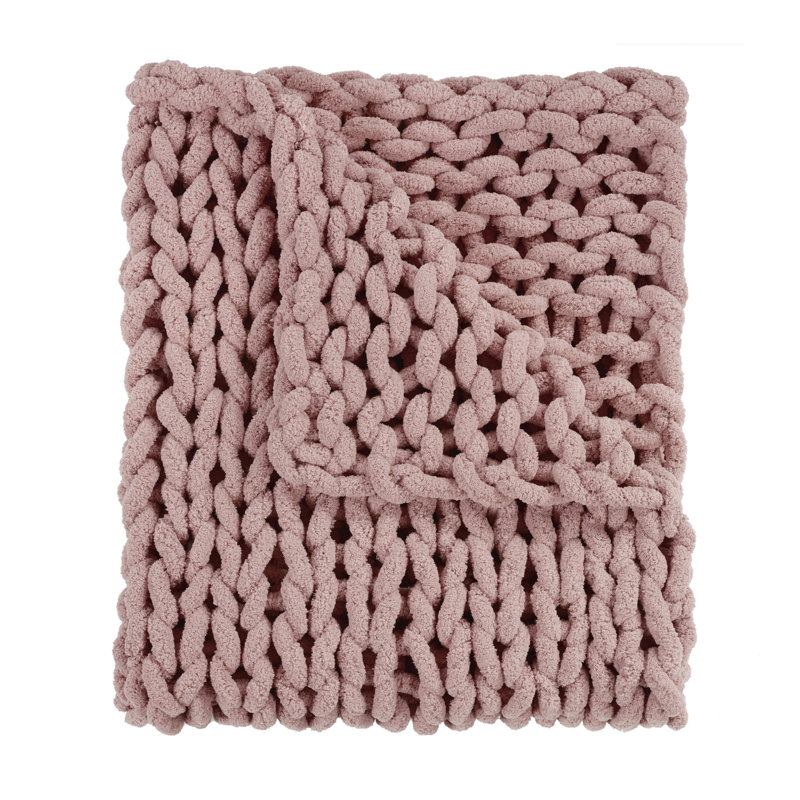 Jeté tricoté en chenille Donna, Rougir