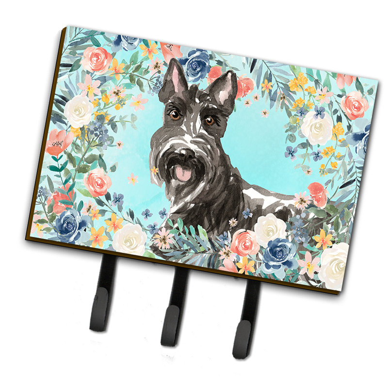 Metal Wall Organizer with Key Hooks, Scottish Terrier