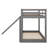 Twin Over Twin Low Bunk Bed With Ladder And Slide, Solid Wood Bunk Bed Can Be Converted Into Loft Bed-579534181