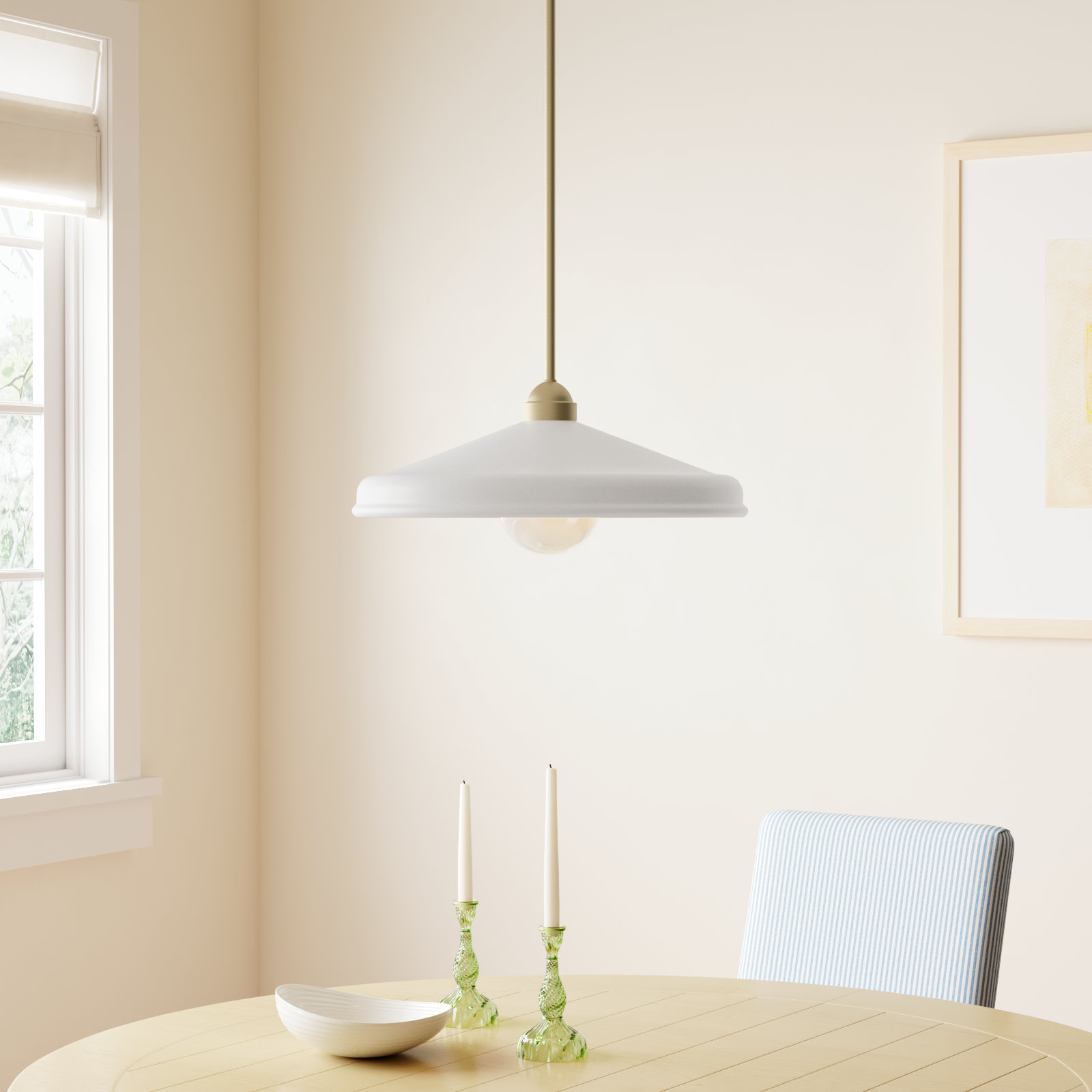 Delilah Dimmable Single Light Pendant, White