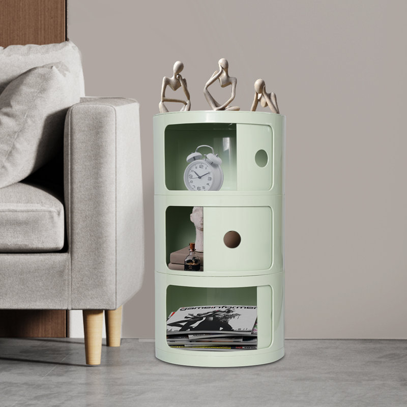 Millian 3-Tier Round Cabinet Drawer Organizer With Storage, Green