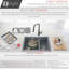 Évier de cuisine double cuve 60/40 en composite de granit gris, 27,25 po x 18,38 po, à encastrer ou à poser.-72769905