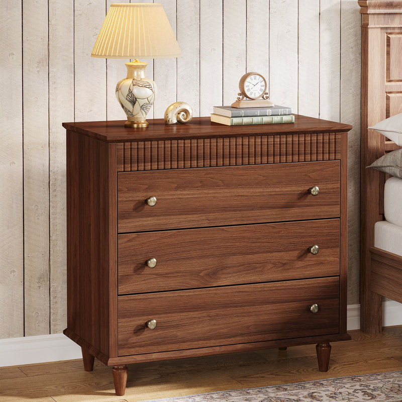 Oversized Nightstand With 3 Drawers, Dark Brown