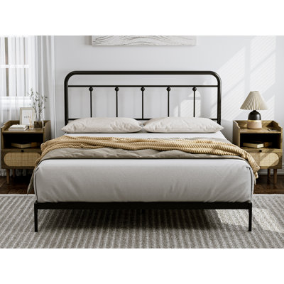 August Grove® Metal Queen Size Headboard, Adjustable Height, Farmhouse Victorian Style, Steel Headboard Only For Bedroom, Easy Assembly, Black
