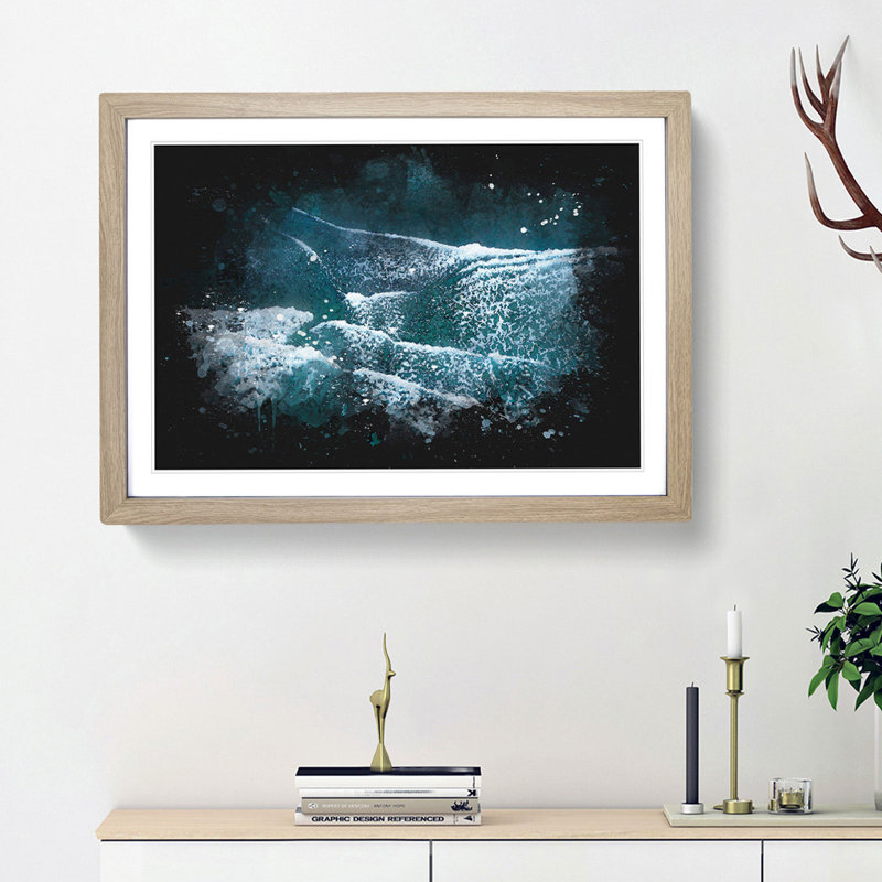 San Francisco Beach - Picture Frame Graphic Art, 45cm H x 63cm W x 2cm D, Oak Framed
