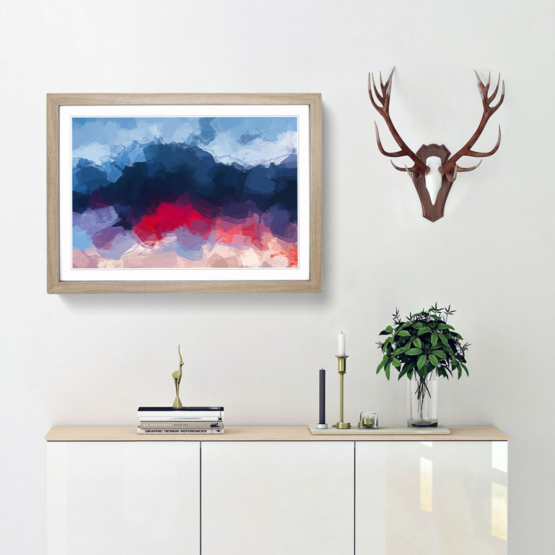 The Mood of the Sky in Abstract - Picture Frame Graphic Art Print, 48cm H x 65cm W x 2cm D, Oak Framed