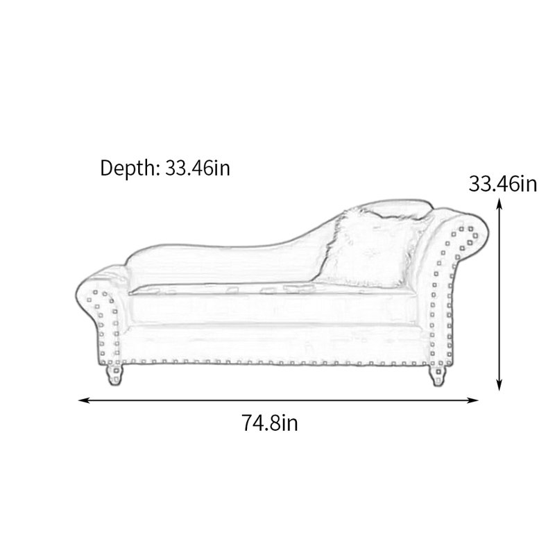 Méridiennes spacieuses pour l'intérieur, pieds robustes en bois, Bleu foncé, Accoudoir à droite (vu de face)