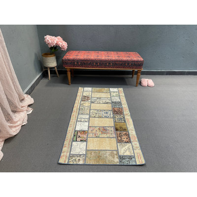 Tapis beige patchwork 27,6 x 55,1 pouces