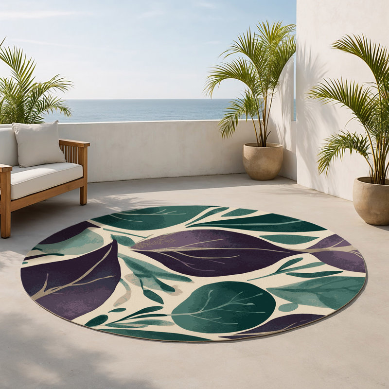 Tapis intérieur et extérieur Celestial Sprouts, Rond 5 pi