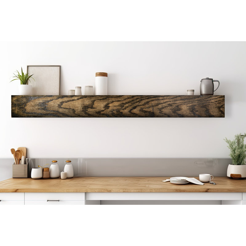 Oak Floating Shelf, 6'' H x 58'' W x 4'' D, Ebony