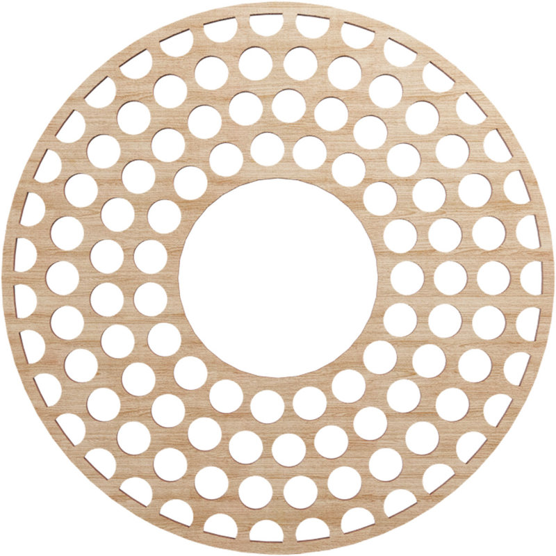 Médaillon de plafond en bois 16 "de diamètre extérieur x P 5 3/4" x T 1/4 "noyer, H 16 po x l 16 po x P 0,38 po, Aulne