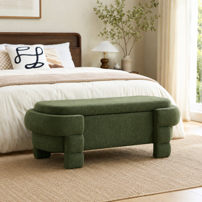 Chenille Upholstered Bench