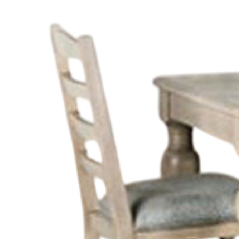 Ensemble de table de salle à manger 7 pièces Cherie, pieds tournés, 6 chaises en tissu, brun clair