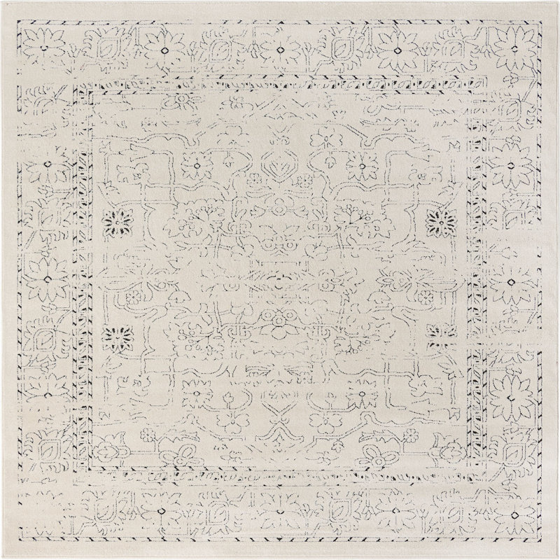 Tapis traditionnel Mekalah beige oriental, Carré 7 pi 10 po