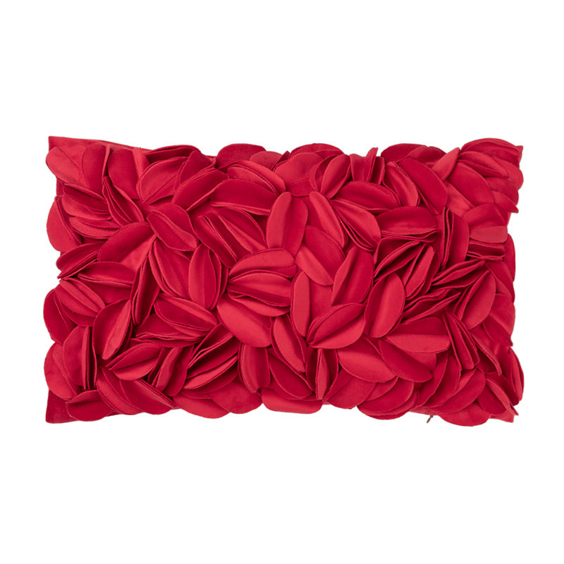Housse de coussin brodée, Rectangle H 12 po x l 20 po, Rouge - velours