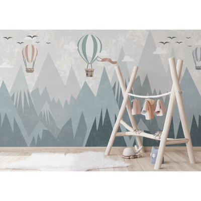 Papier peint amovible montgolfière Soft Sky Mountains