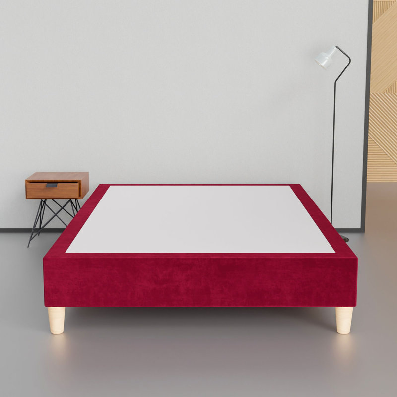 Cadre de lit / sommier en bois de qualité supérieure en velours de 15 po Weyand, durable, élégant et multicolore, Simple TG
