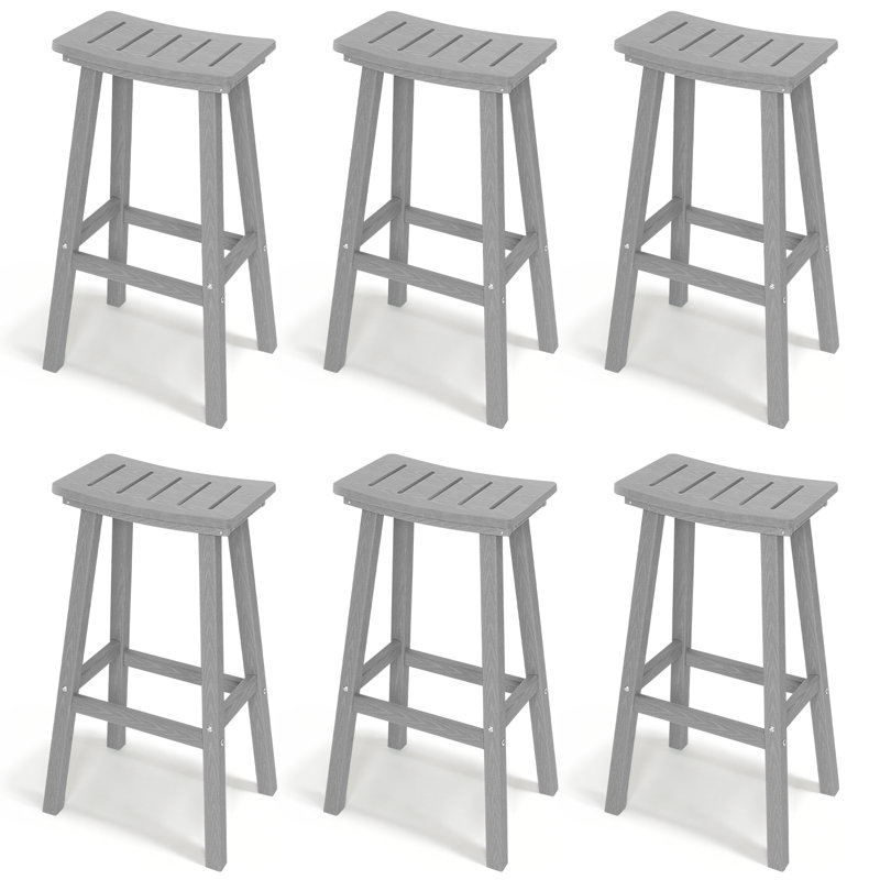 Tabourets de bar 29 po Hdpe Poly, 6, Gris, 29"