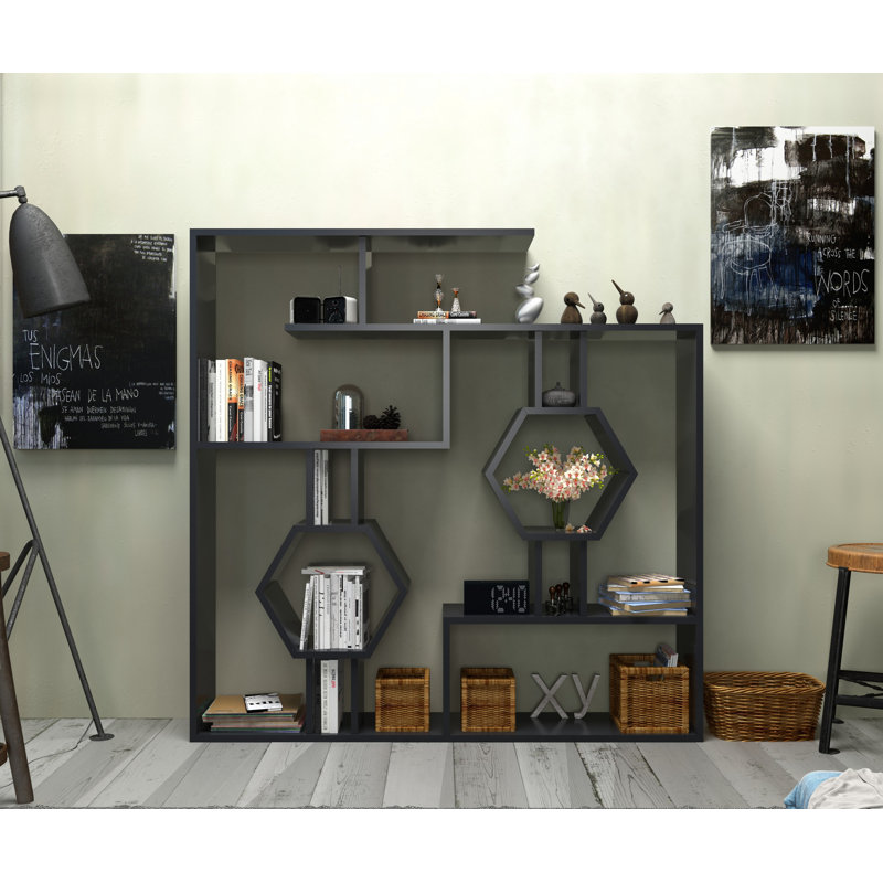 Swenson 134cm H x 134cm W Bookcase, Black