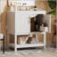 Meuble-lavabo de salle de bain avec lavabo en céramique et rangement polyvalent-61369445