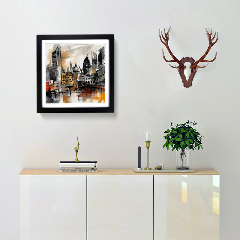 City Of London Gestural Art No.1 - Framed Print, Black