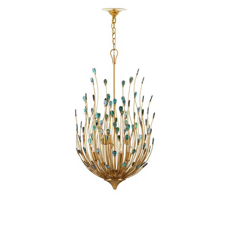 Delphos 6 - Light Wrought Iron Dimmable Teardrop Chandelier