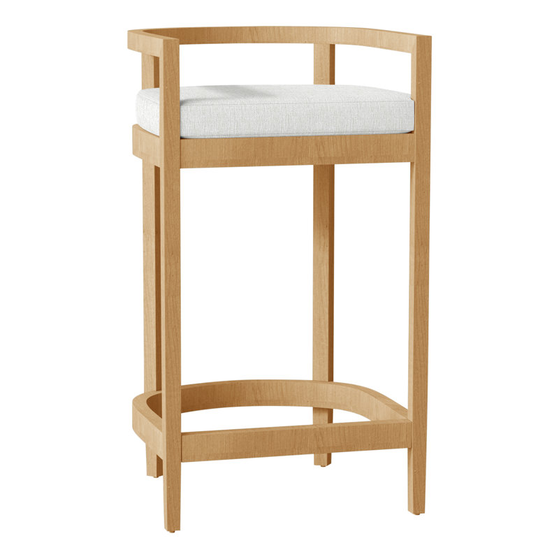 Santa Barbara Patio Bar Stool with Cushion, No Welt, Verona Mist, Oyster Teak