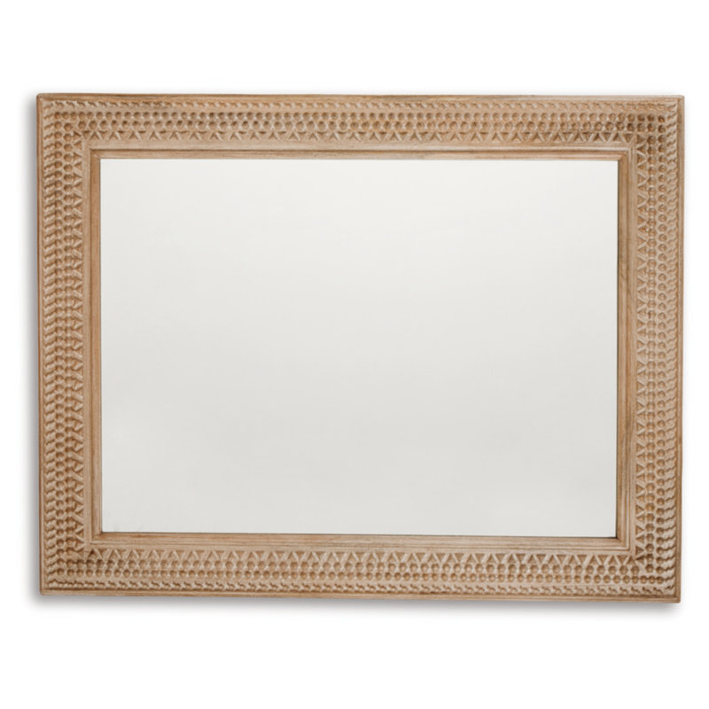 Brown Carved Wood Rectangular Accent Mirror