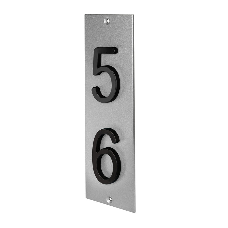 Plaque d'adresse verticale en aluminium Royal Shade, Noir, Oui, Argent argent