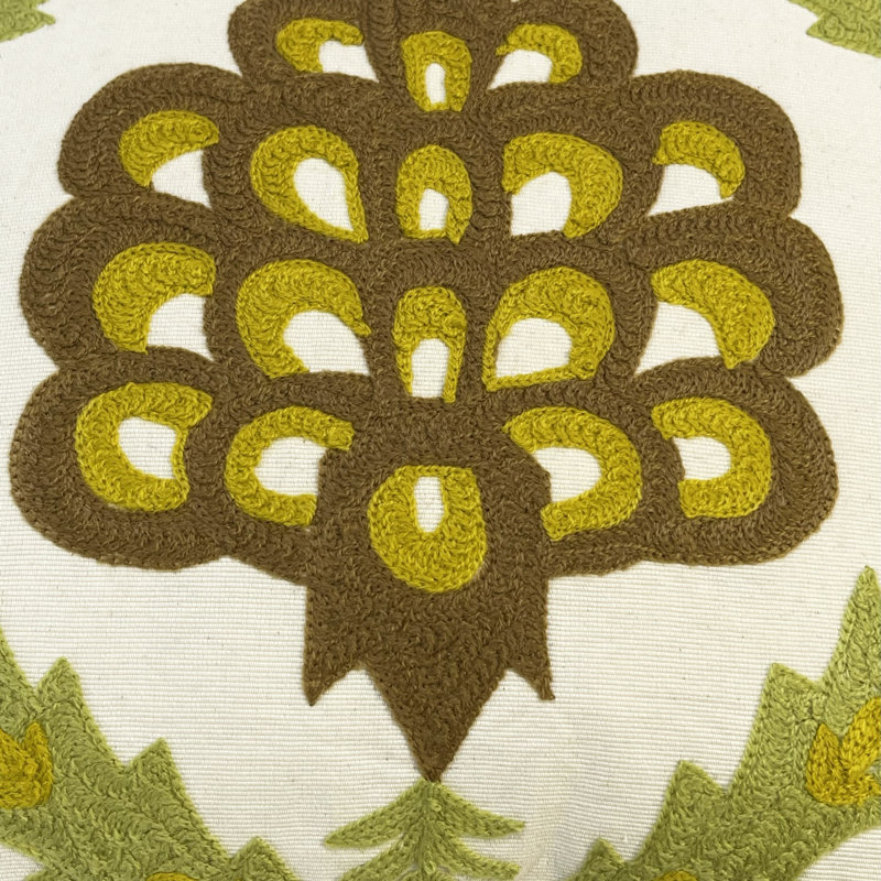Embroidered Cotton Throw Pillow
